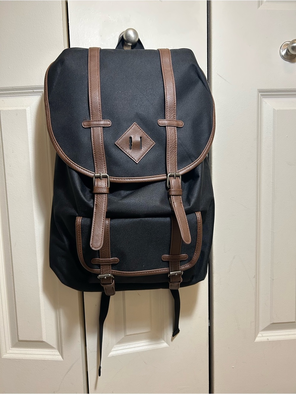 Merona utility Black Backpack with Brown Trim - Travel , laptop Bag